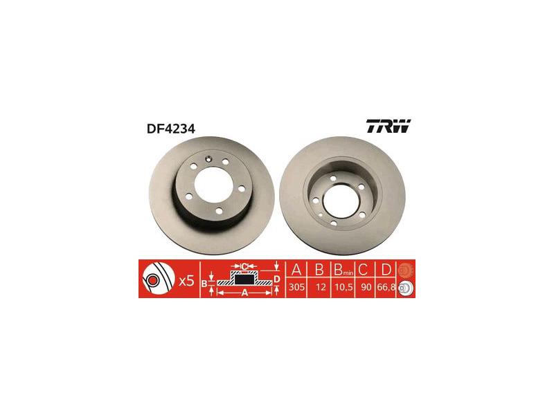 TRW DF4234 — FREN DISKI ARKA 5 BIJON ( OPEL MOVANO / RENAULT MASTER 2.5 / 2.8 DTI05----