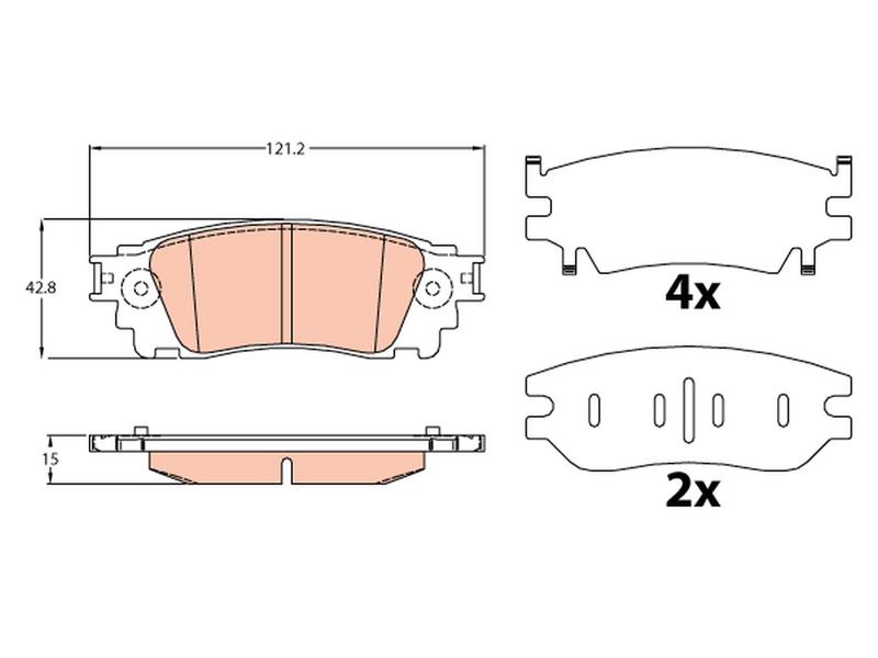 TRW GDB4459 — FREN BALATASI ARKA 121 mm LEXUS NX Z1 TOYOTA ALPHARD VELLFIRE H3