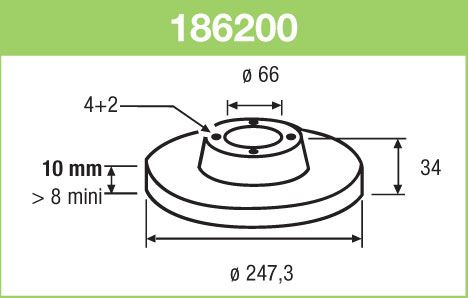 VALEO 186200 — FREN DİSKİ ÖN DÜZ 247.3 MM ( PEUGEOT 106 / CITROEN SAXO 1.4 )