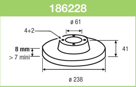 VALEO 186228 — FREN DİSKİ ÖN DÜZ 238 MM ( RENAULT TWINGO 1.2 )