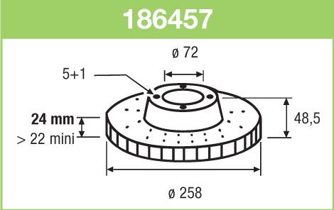 VALEO 186457 — FREN DİSKİ ÖN HAVALI-(258-5)-(MAZDA 626 92/97 2,0 FS )