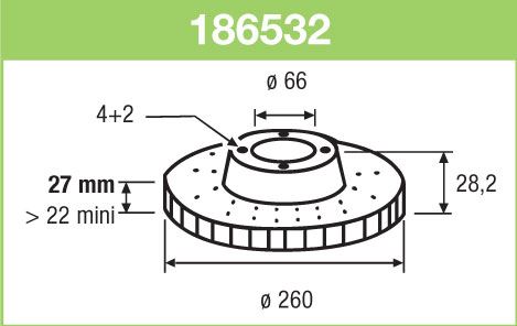 VALEO 186532 — FREN DİSKİ ÖN HAVALI 260 MM ( PEUGEOT 406 1.8 )