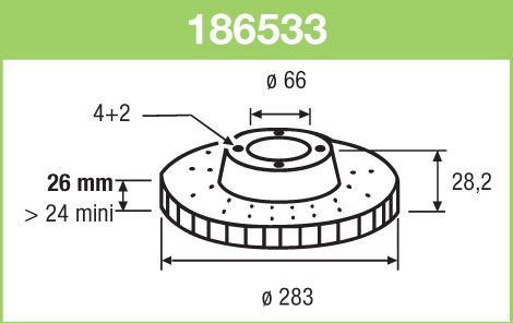 VALEO 186533 — FREN DİSKİ ÖN (4D 283MM) XANTIA 2.0I. 2.1TD 95- (TAKIM FİYATIDIR)