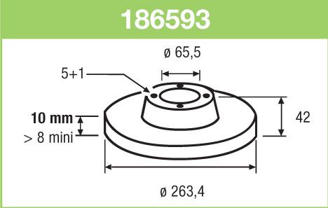 VALEO 186593 — FREN DİSKİ ARKA DÜZ 263.8 MM ( OPEL ASTRA G / ASTRA H-- ZAFIRA )5 BIJON