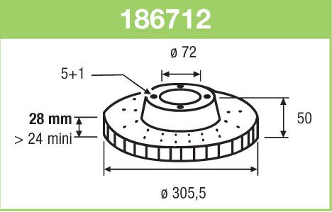 VALEO 186712 — FREN AYNASI ÖN (TEK FİYAT) HAVALI 305.5 MM ADET RENAULT TRAFIC / OPEL VIVARO 1.9DCI 2.0