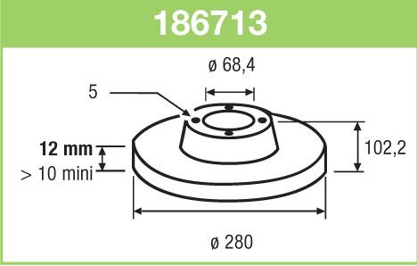 VALEO 186713 — FREN DİSKİ ARKA RULMANSIZ TRAFIC II VIVARO 1.9 F9Q 2.0 M9R ADET