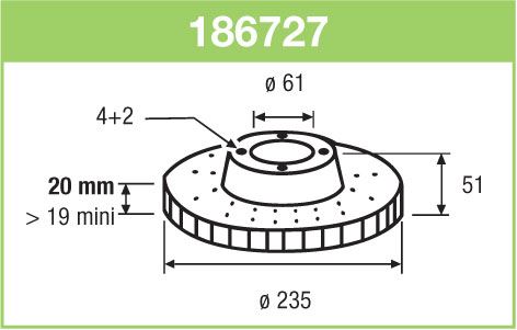 VALEO 186727 — FREN DİSKİ ÖN HAVALI 235 MM (DACIA SOLENZA LOGAN 1.5 DCI 05-/)