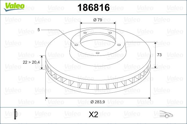 VALEO 186816 — FREN DİSKİ ( BMW 1 SERİ-E87 ÖN / 1.16-1.18 ) TAKIM