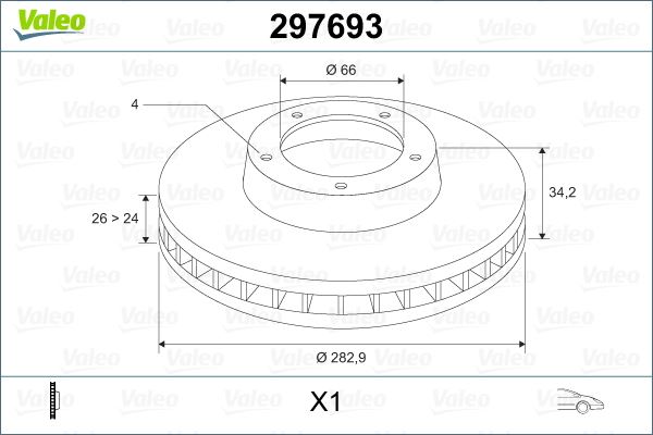 VALEO 297693 — FREN DİSKİ ÖN OPEL CORSA F CROSSLAND MOKKA CITROEN BERLINGO C3 I II III C4 I X C5 DS 3 4 PEUGEOT 207 208 2008