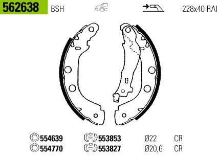 VALEO 562638 — 11-09100202 KAMPANA BALATA ( RENAULT KANGOO 9808 / NISSAN PRIMERA 96-02 ) LEVYELI BÜYÜK TIP