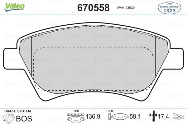 VALEO 670558 — FREN BALATASI ÖN MEGANE II E.M. SCENIC II 1.5 K9K 1.6 16V K4M