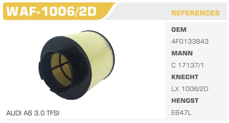 WINKEL WAF10062D — HAVA FİLTRESİ A6 04> 2.4 2.8 3.0 3.2 Koli: 20 Ad.