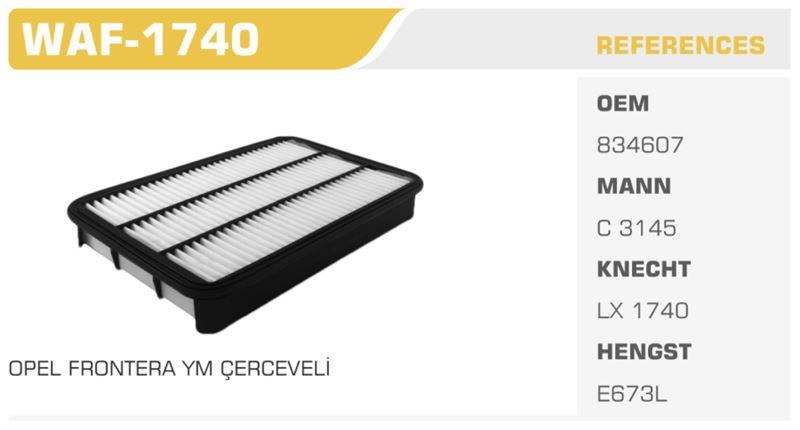 WINKEL WAF1740 — HAVA FİLTRESİ FRONTERA / TROOPER 2.2 TDI Koli: 20 Ad.