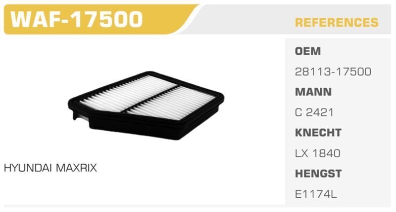 WINKEL WAF17500 — HAVA FİLTRESİ MATRIX 06-10 1.5 CRDI Koli: 20 Ad.