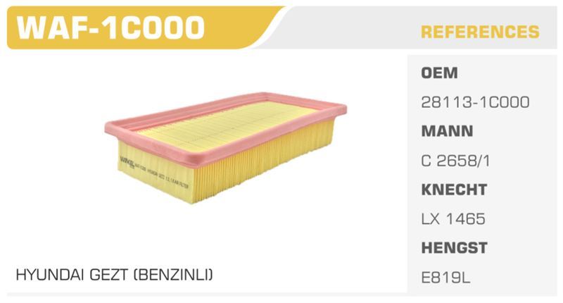 WINKEL WAF1C000 — HAVA FİLTRESİ GETZ 02-10 1.3 1.5 Koli: 54 Ad.