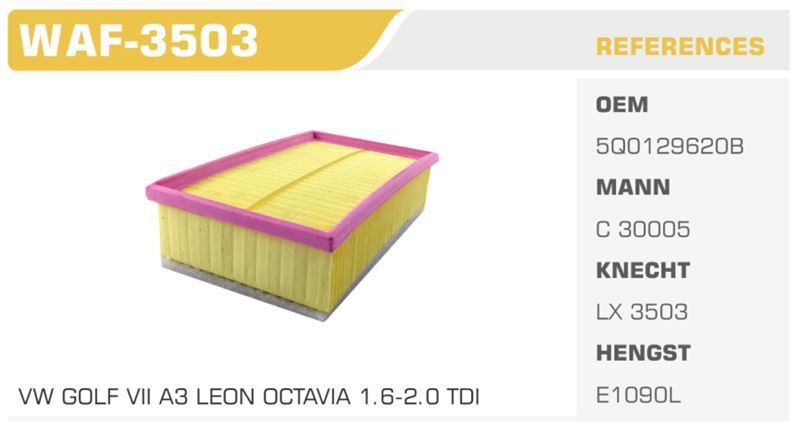 WINKEL WAF3503P — HAVA FİLTRESİ GOLF VII 1.6-2.0 TDI 12> A3-LEON-