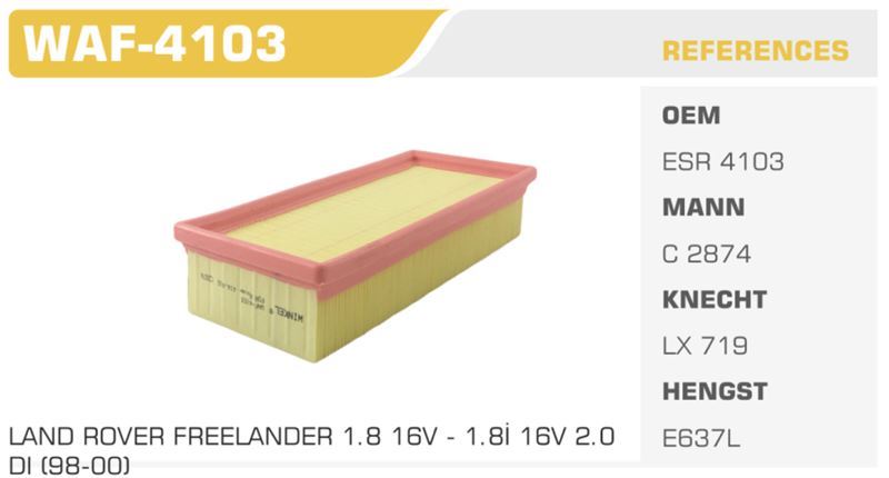 WINKEL WAF4103 — HAVA FİLTRESİ 400 / FREELANDER 1.8 2.0DI Koli: 20 Ad.