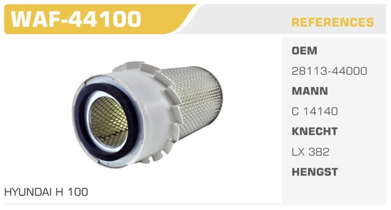 WINKEL WAF44100 — HAVA FİLTRESİ H100 95> / L300 2.5 D 78HP Koli: 18 Ad.