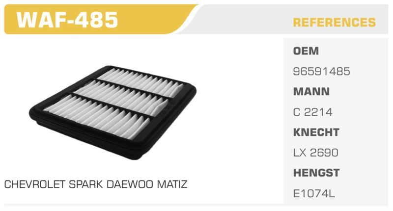 WINKEL WAF485 — HAVA FİLTRESİ SPARK 05>10 0.8 52HP Koli: 20 Ad.