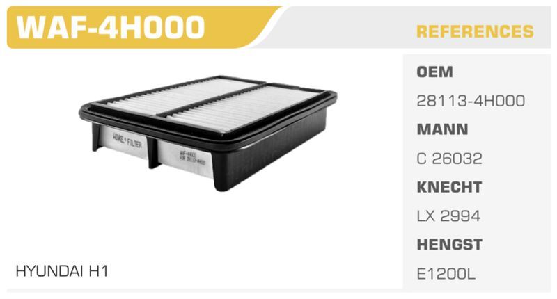 WINKEL WAF4H000 — HAVA FİLTRESİ STAREX H1 08> 2.5 CRDI Koli: 20 Ad.