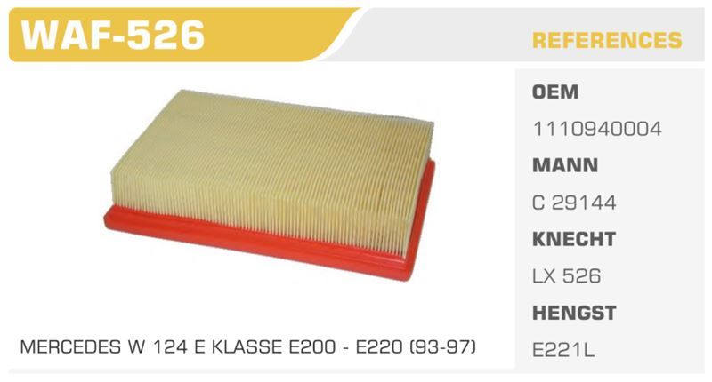 WINKEL WAF526 — HAVA FİLTRESİ MERCEDES W124 E200 93>97 Koli: 20 Ad.