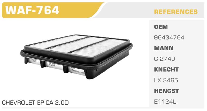 WINKEL WAF764 — HAVA FİLTRESİ EPICA 07> 2.0D Koli: 20 Ad.