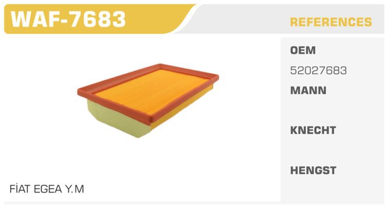 WINKEL WAF7683 — HAVA FİLTRESİ EGEA 1.3 MULTİJET 1.4 16V T-JET 1.6 1.6 MJTD 16 EURO 6 (POSETLI)