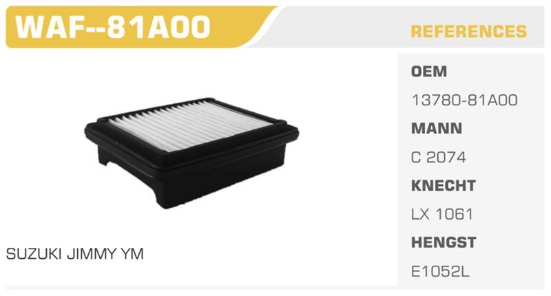 WINKEL WAF81A00 — HAVA FİLTRESİ CARRY SK413 JIMNY JIMNY 98-06 Koli: 20 Ad.