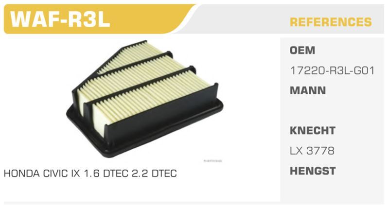 WINKEL WAFR3L — HAVA FİLTRESİ CIVIC 12> 2.2D Koli: 20 Ad.