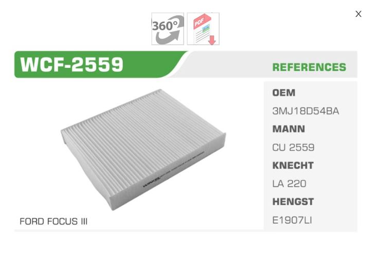 WINKEL WCF2559P — POSETLI POLEN FORD FOCUS III