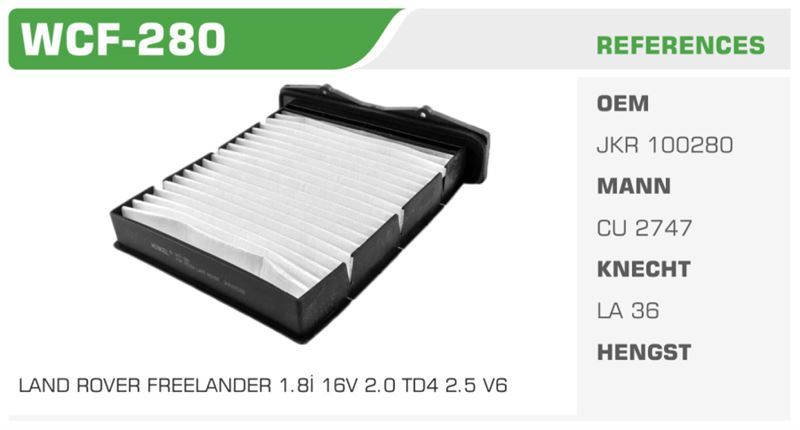 WINKEL WCF280 — POLEN FİLTRESİ FREELANDER 98>06 Koli: 20 Ad.
