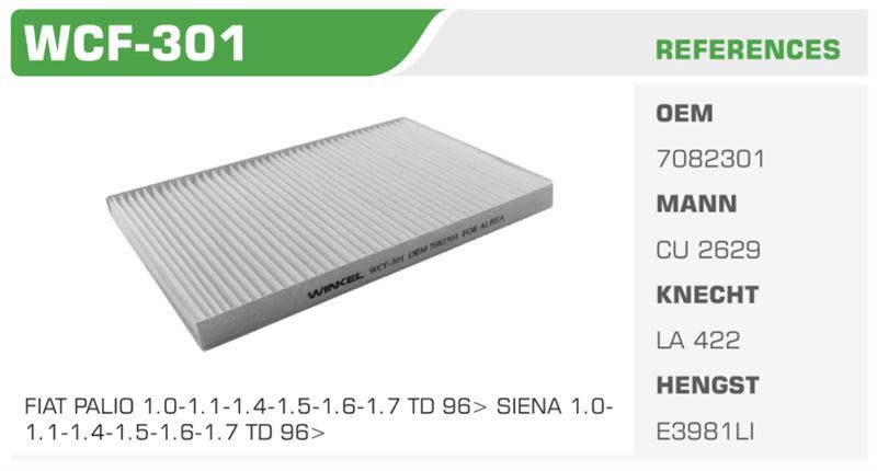 WINKEL WCF301 — POLEN FİLTRESİ PALIO ALBEA Koli: 68 Ad.
