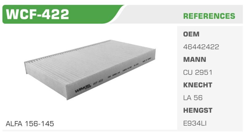 WINKEL WCF422 — POLEN FİLTRESİ BRAVO 96> Koli: 36 Ad.