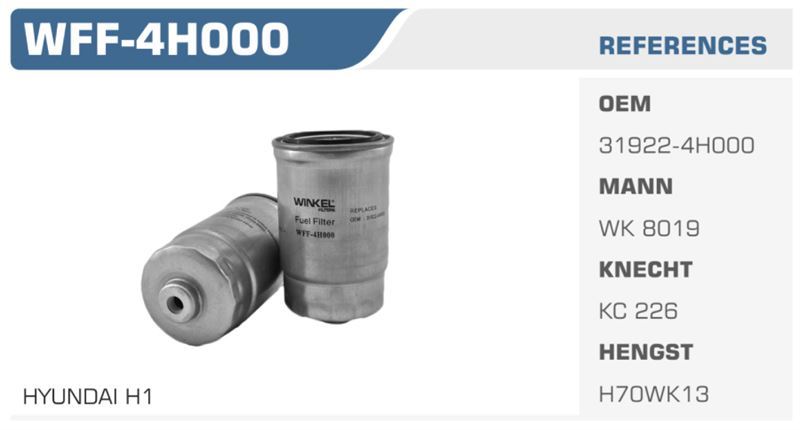 WINKEL WCF4H000 — MAZOT FİLTRESİ ACCENT ERA GETZ i10 08> i20 i30 08> iX35 SANTA FE 00-05 TUCSON 04-10 STAREX H1 08> H1 /