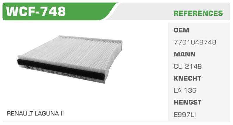 WINKEL WCF748 — POLEN FİLTRESİ LAGUNA II 00> Koli: 64 Ad.