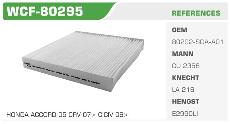 WINKEL WCF80295 — POLEN FİLTRESİ CIVIC 06> ACCORD 03> CR-V 07> Koli: 60 Ad.