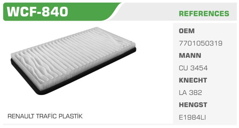 WINKEL WCF840 — POLEN FİLTRESİ TRAFIC II TRAFIC II 01> / VIVARO 01> / PRIMASTER Koli: 31 Ad.