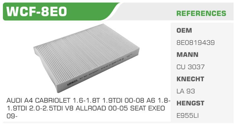 WINKEL WCF8E0 — POLEN FİLTRESİ A4 00-04 A6 97-05 / EXEO Koli: 31 Ad.