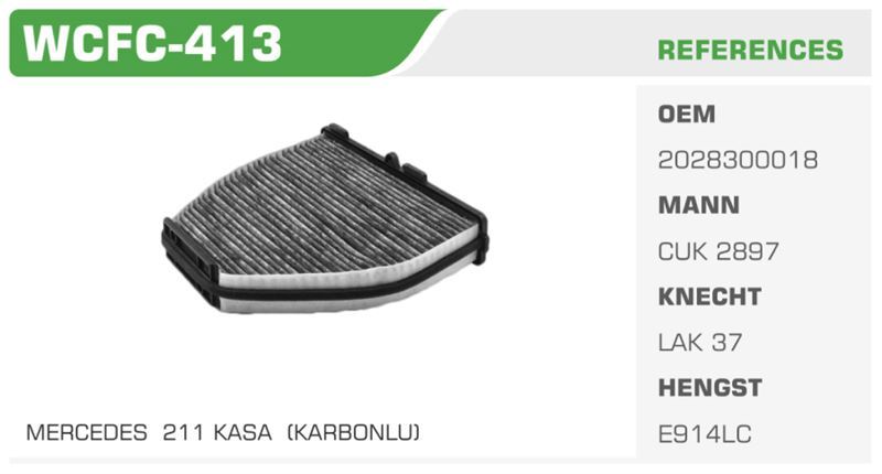 WINKEL WCFC413 — POLEN FİLTRESİ MERCEDES C SERİSİ W204 S204 CLS SERİSİ C218 Koli: 16 Ad.