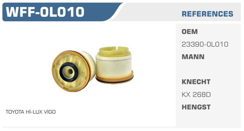 WINKEL WFF0L010 — MAZOT FİLTRESİ HILUX VIGO 06-11 / D-MAX 12> 2.5 CRDI Koli: 24 Ad.