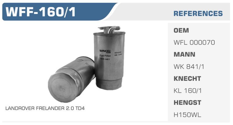 WINKEL WFF1601 — YAKIT FİLTRESİ BMW 3 99-05 BMW 5 00-03 BMW X4 / RANGE ROVER III 4×4 3.30D XD 5.25 5.30 3.0 TD6 Koli: 50 Ad.