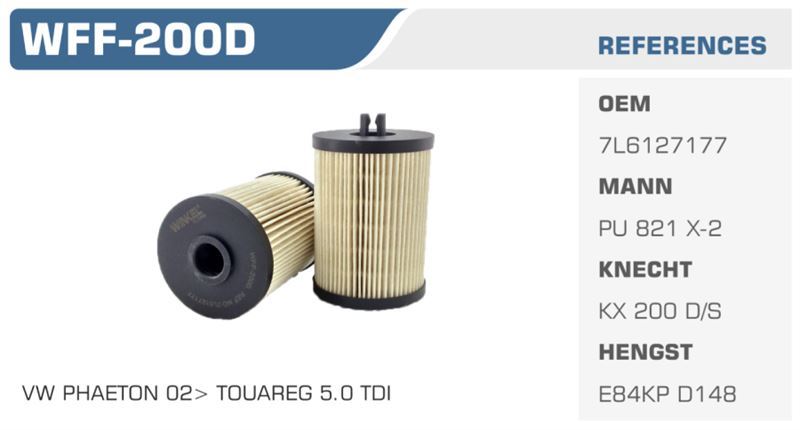 WINKEL WFF200D — MAZOT FİLTRESİ TOUAREG 06> TOUAREG / Q7 / CAYENNE 3.0 V6 TDI 3.0 TDI 4.2TDI (ÇİFT)