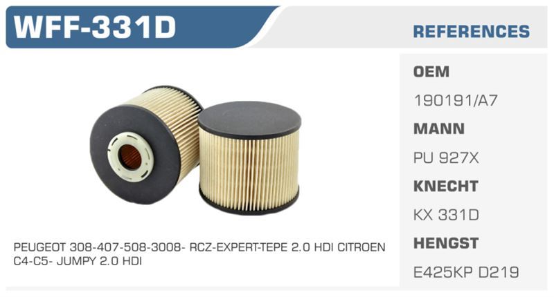 WINKEL WFF331D — MAZOT FİLTRESİ SCUDO / 307 407 3008 / C4 C5 / FOCUS II C-MAX TOURNEO CUSTOM 12> TRANSIT CUSTOM 12> TRANSIT