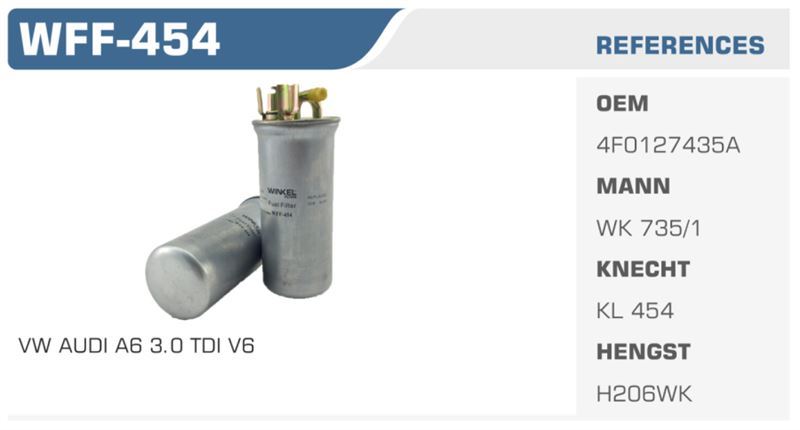 WINKEL WFF454 — MAZOT FİLTRESİ A6 04> 2.7 TDI 3.0 TDI Koli: 50 Ad.