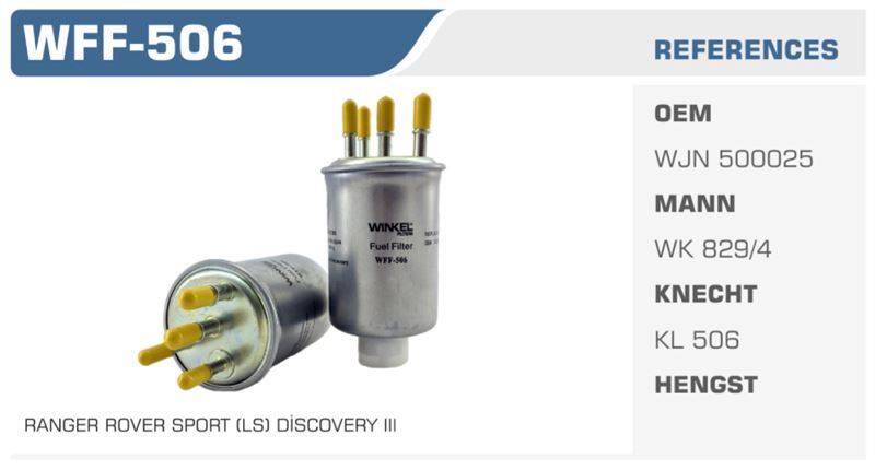 WINKEL WFF506 — MAZOT FİLTRESİ DISCOVERY RANGE ROVER SPORT 4×4 RANGE ROVER IV 4×4 3.0TD Koli: 50 Ad.