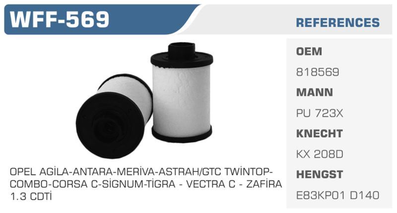 WINKEL WFF569 — MAZOT FİLTRESİ ALBEA DOBLO PUNTO DUCATO / BOXER / ASTRA H CORSA C (KEÇE)