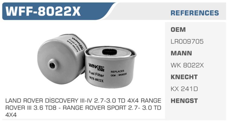 WINKEL WFF8022X — YAKIT FİLTRESİ DISCOVERY RANGE ROVER 3.0TD Koli: 50 Ad.