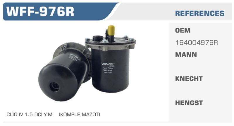 WINKEL WFF976R — MAZOT FİLTRESİ CLIO IV 1.5 DCI KOMPLE (VİDALI)
