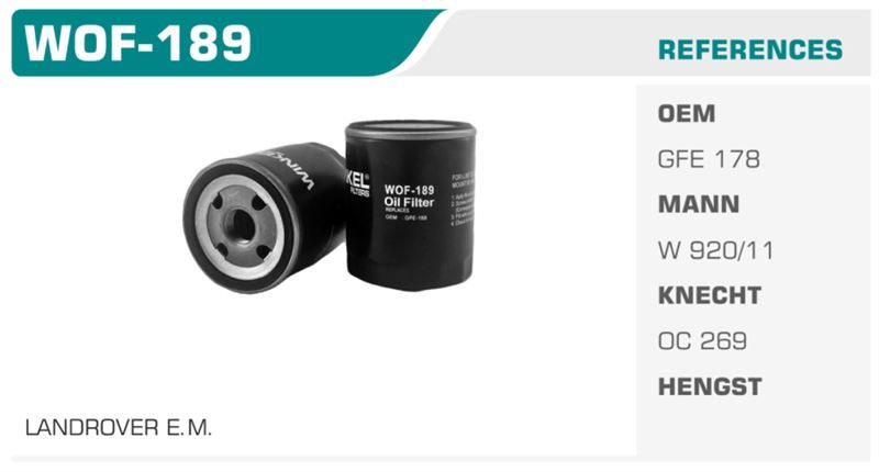 WINKEL WOF189 — YAĞ FİLTRESİ 200 400 600 Koli: 24 Ad.