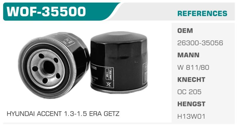 WINKEL WOF35500 — YAĞ FİLTRESİ 1.3 1.4 1.5 1.6 Koli: 24 Ad.